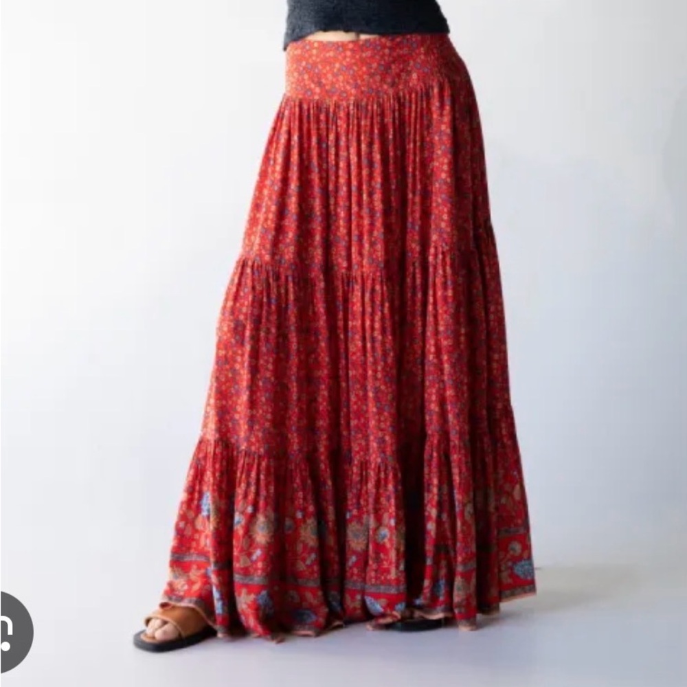 NATURAL LIFE Red and Blue Floral Maxi Skirt, like new, Boho skirt